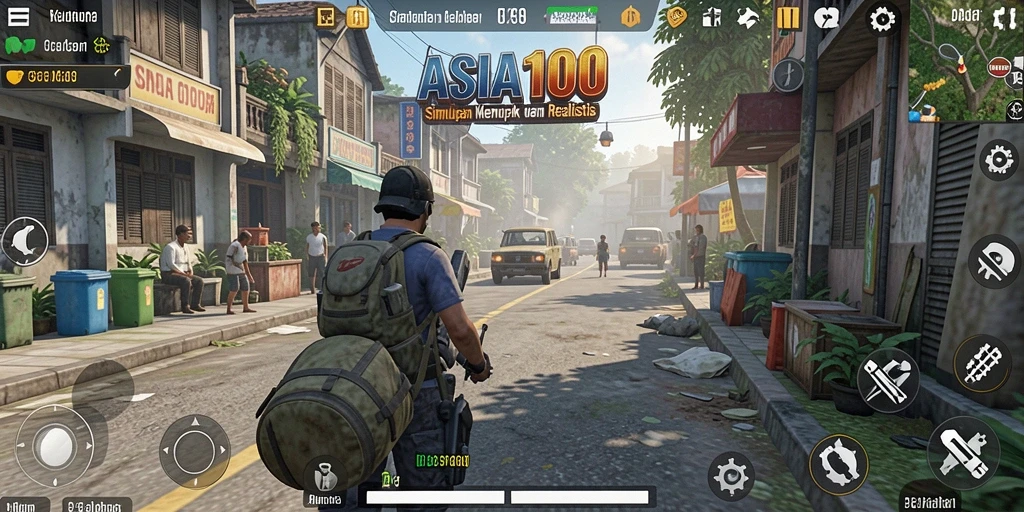 Tangkapan layar menampilkan gameplay ASIA100 yang menyenangkan dan interaktif.