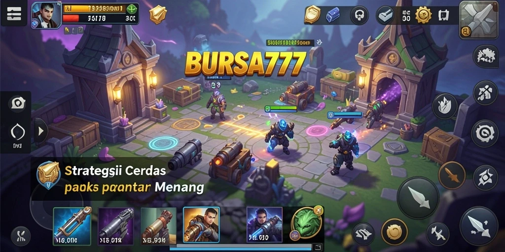 Screenshot gameplay BURSA777 menampilkan pertempuran strategis yang seru.