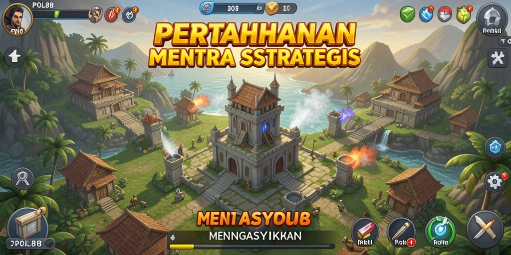 Screenshot gameplay POL88 menunjukkan menara yang strategis melawan gelombang musuh.