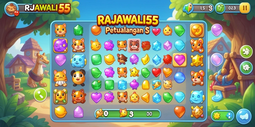 Tangkapan layar gameplay RAJAWALI55 yang menarik dan penuh warna.