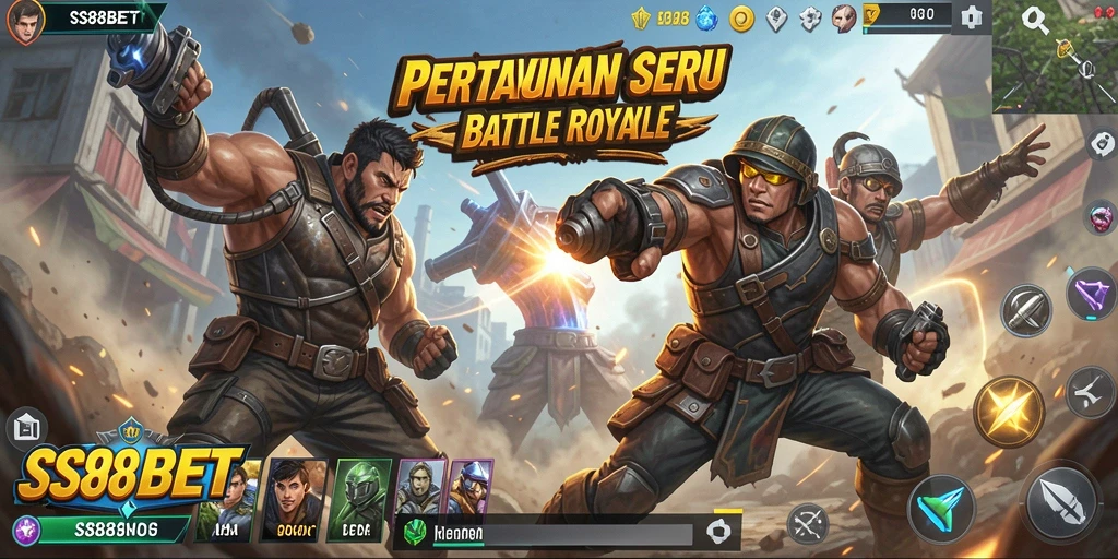 Tampilan seru gameplay SS88BET di arena Battle Royale.